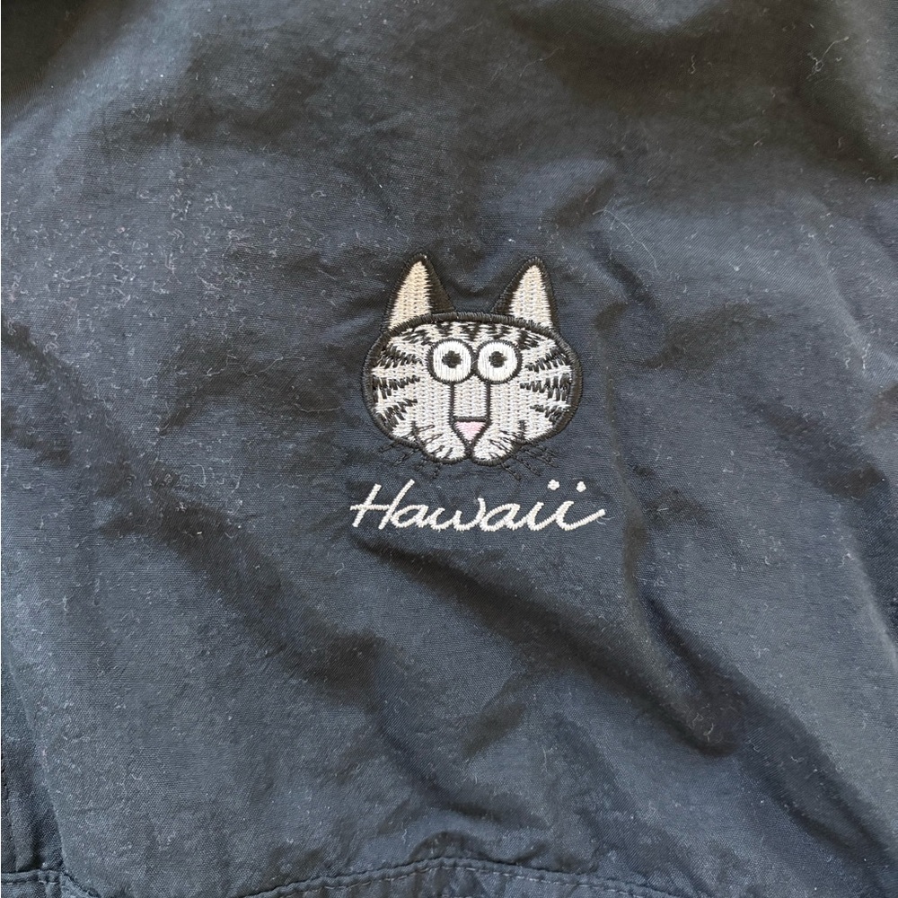 RARE Kliban Cat Hawaii Nylon Zip Up 90s small